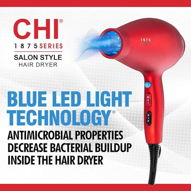 CHI 1875 Series Hair Dryer, Blow Dryer For Ultra-Fast Hair Drying, Reduces Frizz & Increases Shine, Nozzle & Diffuser Atta...