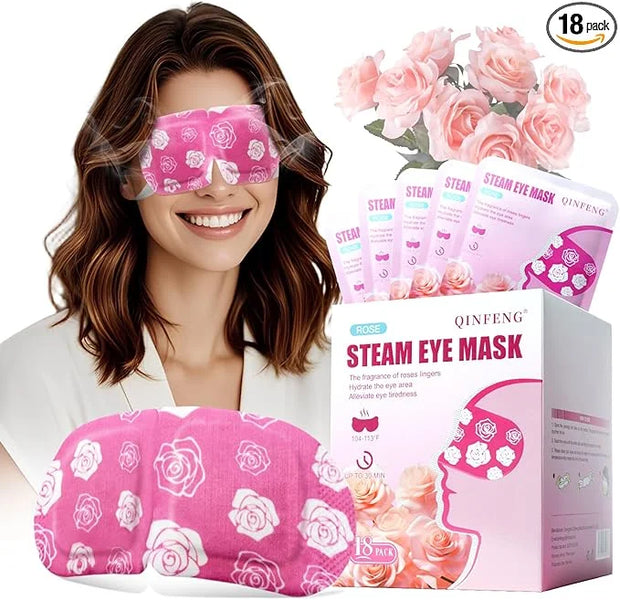 18 Packs Heated Steam Eye Mask for Sleeping Rest Self-Heating Eye Mask for Dry Eyes Boasting 40 Minute Heating Warm Compre...