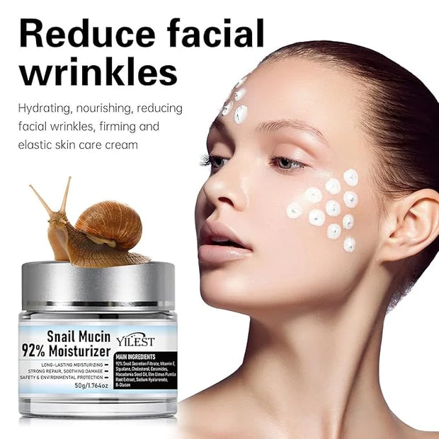𝐒𝐧𝐚𝐢𝐥 𝐌𝐮𝐜𝐢𝐧 92% Moisturizer Daily Face Gel Cream, Crema de Baba de Caracol Original, Snail Secretion Filtrate Nourishing C...