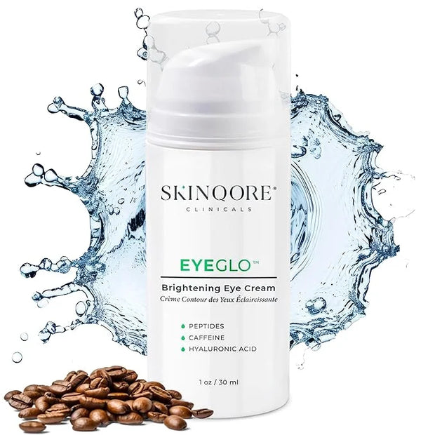 EyeGLO Caffeine Eye Cream for Dark Circles, Eye Bags, and Puffiness | UnderEye Treatment for Women with Peptides, Antioxid...