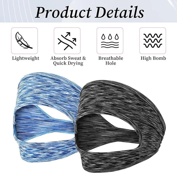 2Pcs VR Face Mask, Adjustable VR Sweat Band Breathable Eye Face Cover for Most VR Devices (Black/Blue) - Product Image