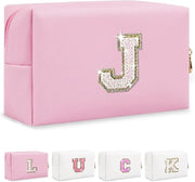 Initial letter patch makeup bag,