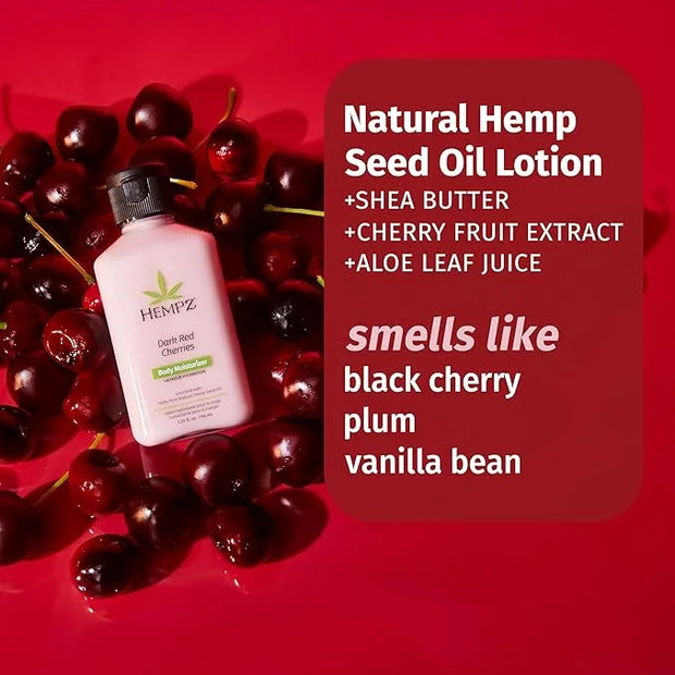 Hempz Dark Red Cherries Lotion, Ultra Hydrating Moisturizer for Body, Hands and Feet 17 oz. - Product Image