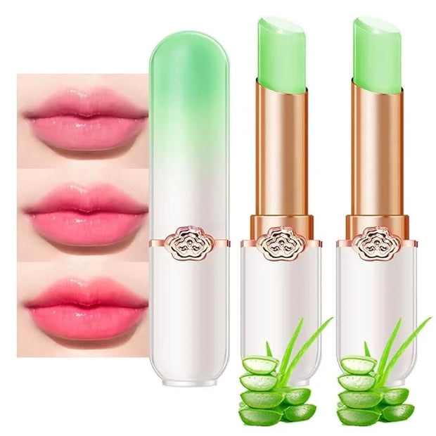 evpct 2Pcs Aloe Vera Tinted Lip Balms PH Lip Color Changing Lipstick Balm Stain Gift Set Queen for Women Girls Korean Mood...