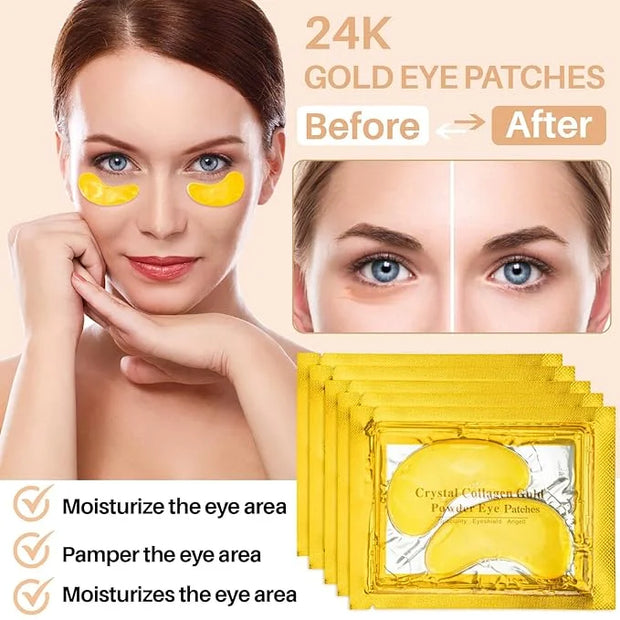 Gold Under Eye Patches - 28 Pairs Golden Glow Under Eye Patches for Dark Circles,Gold Moisturizing Eye Skin Mask for Women...