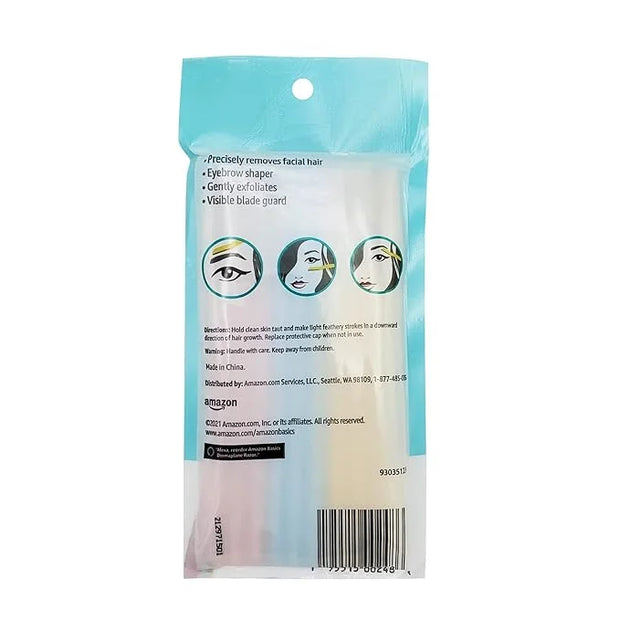 Amazon Basics Women's Multipurpose Exfoliating Dermaplaning Tool, Eyebrow & Facial Razor, Includes Blade Cover, Multicolor...