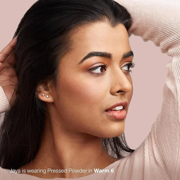 Mineral Fusion Pressed Powder Foundation, Warm 6 - Dark Tan Skin w/Golden Undertones, Age Defying Foundation Makeup with M...