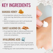 Vitamin C Serum for Face and Neck with Hyaluronic Acid, Manuka Honey & Sweet Almond Oil | Plant Based Formula | Carefully ...