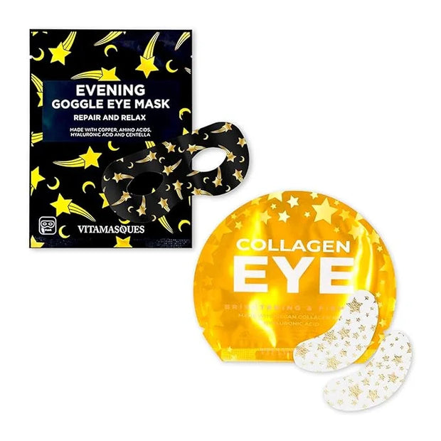 Vitamasques Evening Goggle Eye Mask & Vegan Collagen Eye Pads Bundle - Product Image