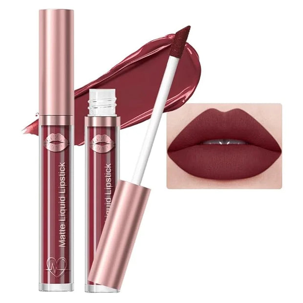 Matte Liquid Lipstick,Dark Red Liquid Lip Stains, Long Lasting Waterproof Lip Gloss Makeup, Velvet Non-Stick Cup Lips Stai...
