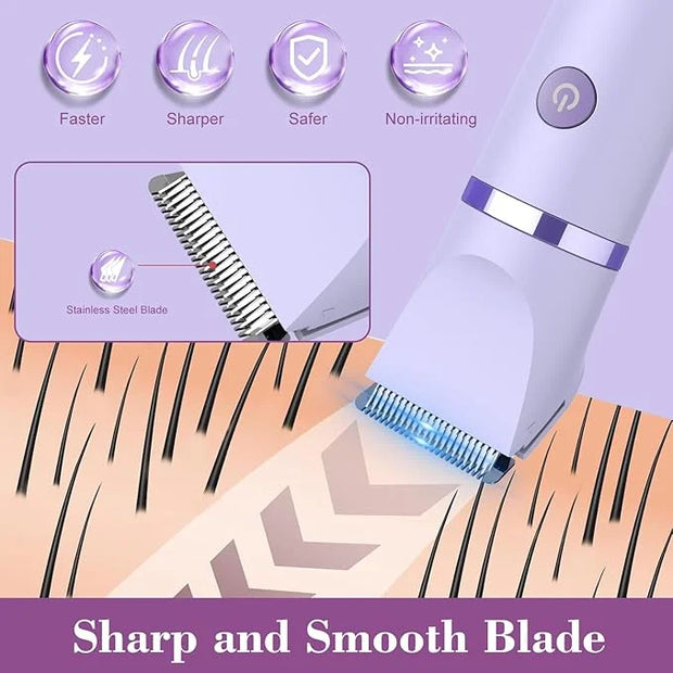 3-in-1 Electric Razor IPX7 Waterproof Bikini Trimmer Wet & Dry Use Painless Personal Trimmer Groomer for Ladies Face Body ...