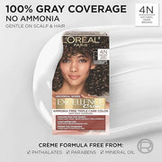 L’Oreal Paris Excellence Universal Nudes Permanent Hair Color, Ammonia Free Hair Dye for Gray Hair Coverage, 4N Natural Da...
