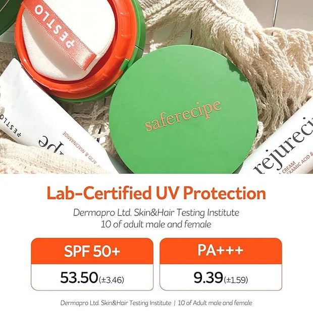 PESTLO Saferecipe No Sebum Grinding Sun Pact SPF 50+, PA+++ 0.63oz/ 18g- Grinding Dial Compact, Solid Cushion to a Soft Po...