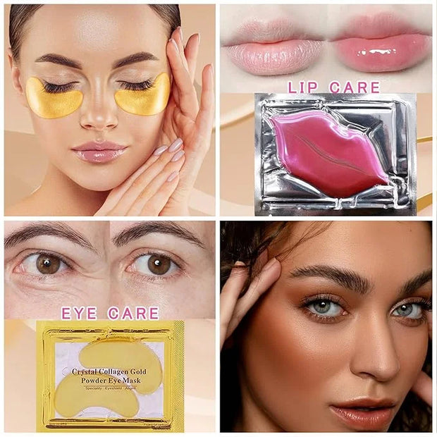 40 Pairs Eye Mask & Lip Mask, Moisturizing Lip Masks, 24K Gold Gel Crystal Collagen Under Eye Patches for Dark Circles, Wr...