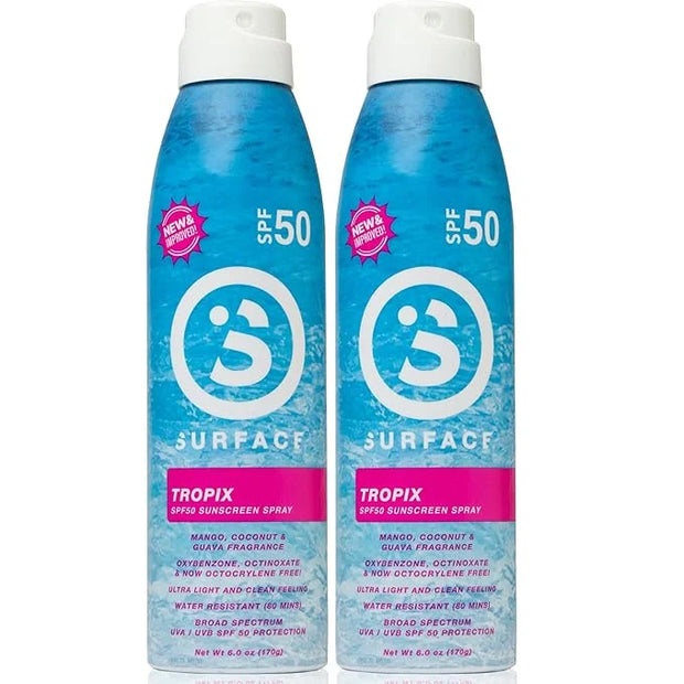 Surface TROPIX Sheer Touch Spray Sunscreen, Water Resistant, UVA/UVB Broad Spectrum, Fast Drying Protection, PABA Free - 6...