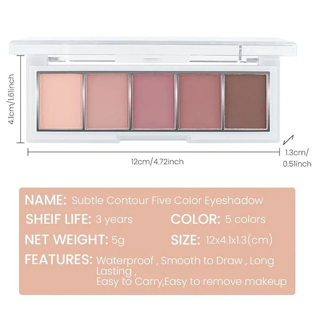 5 Colors Matte Eyeshadow Makeup Palette,Nude Pink Lavender Taupe Highly Pigmented Natural Neutral Eye Shadow Palette,Long ...