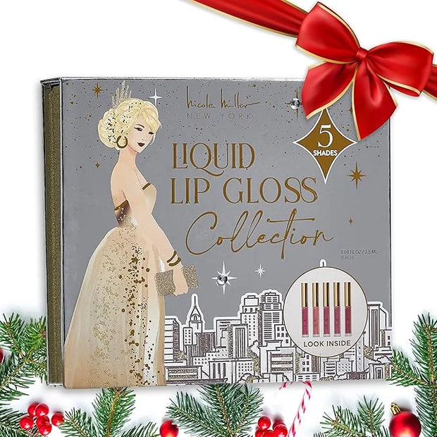 Nicole Miller Lip Gloss Collection Shimmery Glosses for Women and Girls Long Lasting Color Set with Rich Varied Colors, Si...