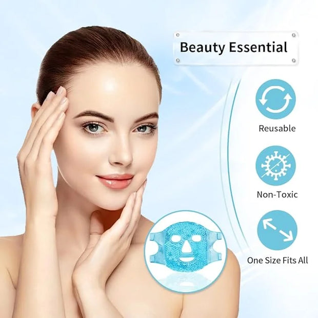 Cold Face Eye Masks Ice Face Mask Hot Cold Compress For Dark Circles, Puffiness, Migraines, Headache, Stress, Redness, Coo...