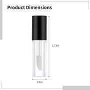 Clear Mini Lip Gloss Tube Empty Lip Balm Containers With Black Lid, 50 Pcs Clear Mini Lip Gloss Containers, 1.2ml/0.04oz E...