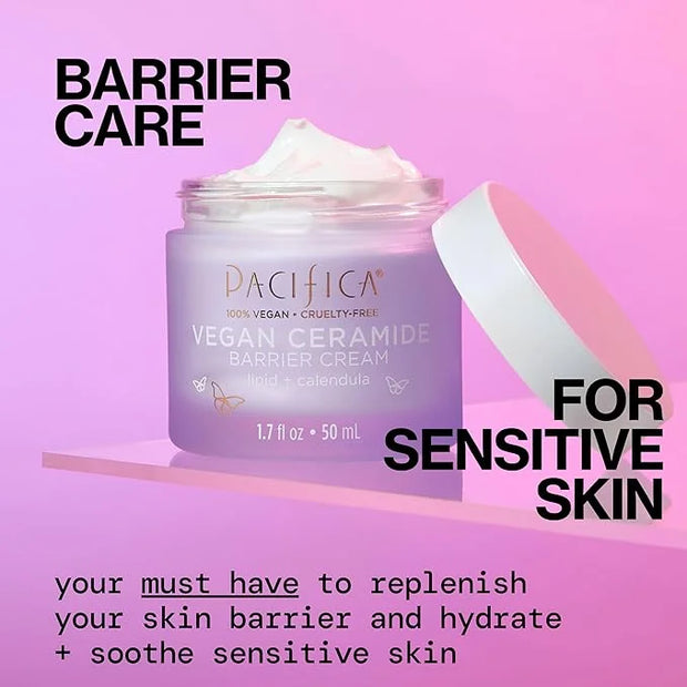 Pacifica Face Cream - Vegan Ceramide Barrier Cream w/Niacinamide & Shea Butter - Hydrating Daily Face Moisturizer Fragranc...