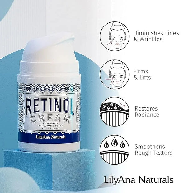 LilyAna Naturals Anti Aging Retinol Cream and Eye Cream Bundle 1.07 oz - Retinol Moisturizer for Face and Under Eye Cream ...