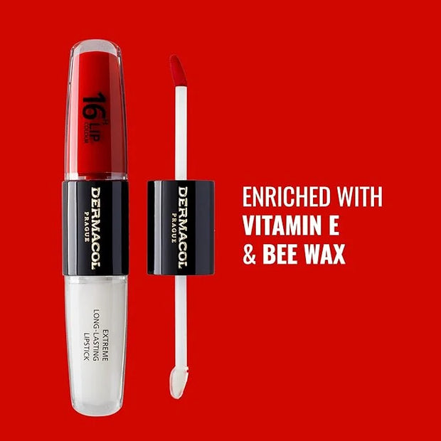 Dermacol NEW 16-Hour Lip Colour, Highly Pigmented Glossy Lip Stain, Two-Phase Lip Plumper Gloss, Kissproof Lip Makeup Prod...