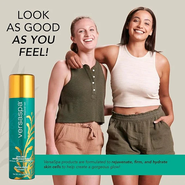 MALIBU Bronzing Mist Sunless Self Tanner with Warm Brown and Cool Violet Undertones for Body and Face, 6 Ounces