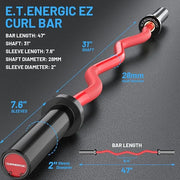 47" Olympic EZ Curl Bar 500-lbs Capacity Steel 2" Barbell - Product Image