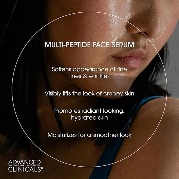 Advanced Clinicals Multi Peptides Serum For Face | Visible Anti Aging Hydrating Collagen Peptide Facial Serum With Vitamin...