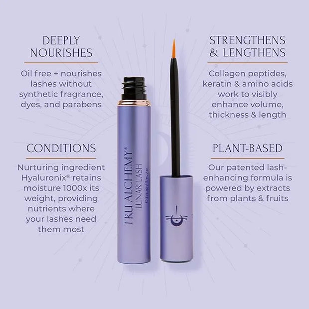 Tru Alchemy Lunar Lash + Eye Elixir | Lash Serum w/Keratin, Collagen, & Hyaluronic Acid + Cooling Dark Circle Treatment wi...