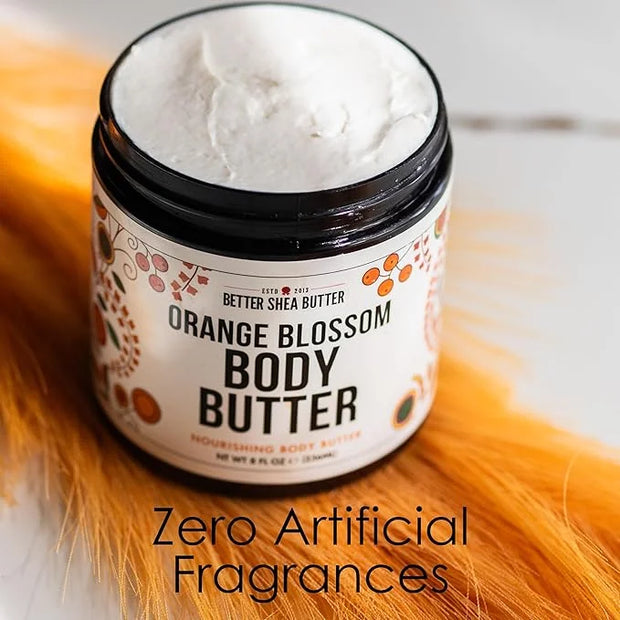 Deep Hydration ORANGE BLOSSOM Body Butter for Dry Skin | Natural Body Lotion for Women with Raw Shea Butter | No Synthetic...