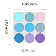 9 Colors Shimmer Matte Blue Eyeshadow Palette.Highly Pigmented