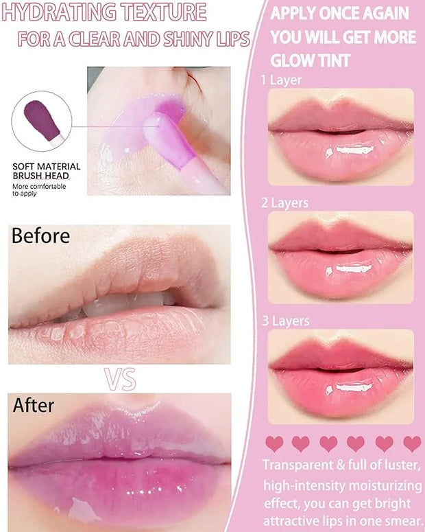 Glow Reviver Lip Oil Moisturizing Lip Gloss for Dry Lips, Clear Lip Oil with Plumping, Hydrating Effects, Women's Makeup G...