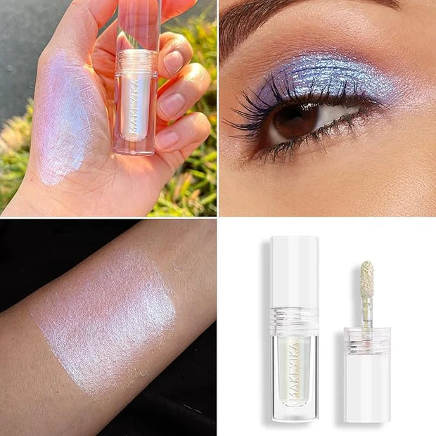 MAKI YIKA Glitter Eyeshadow Silver Liquid Multichrome Eyeshadows Long Lasting, Metallic Chameleon Eye Shadow Smudgeproof H...