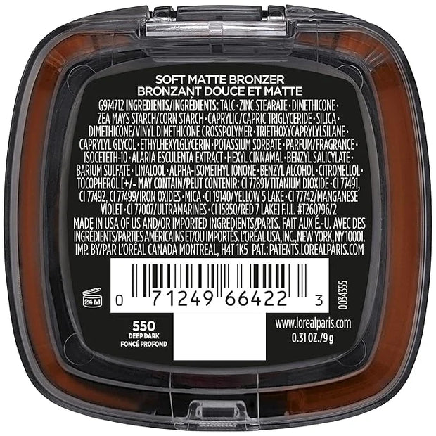 L'Oreal Paris Infallible Up to 24H Fresh Wear Soft Matte Longwear Bronzer. Waterproof, heatproof, Transfer, humidity and s...