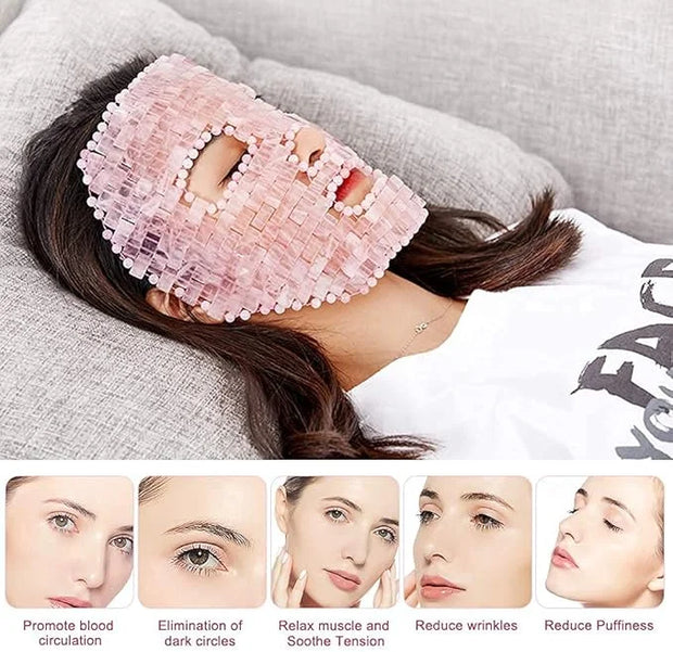 ideayard Rose Quartz Mask｜100% All Natural Jade Face Mask｜Diminish Puffiness｜Soothe Eye Fatigue｜Dark Circles Face Caring -...