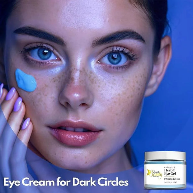 Eye Cream for Dark Circles, Anti-Aging Herbal Eye Gel with Hyaluronic Acid, Caffeine, Coffee, and Shea - Best for Puffines...