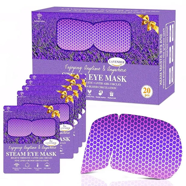 20 Packs Lavender Scented Steam Eye Mask, Heated Eye Mask for Dry Eyes & Relaxation, Self Heating Eye Compress for Sleep, ...