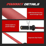 4FT Olympic Barbell Bar 47Inch Straight 2 Collars, 500Lbs Capacity 2 Inch - Product Image