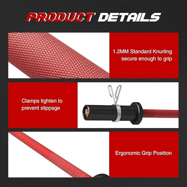 4FT Olympic Barbell Bar 47Inch Straight 2 Collars, 500Lbs Capacity 2 Inch - Product Image