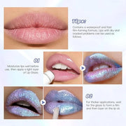 Blue Glitter Lip Gloss Liquid Lipstick, Diamond Shimmer Metallic Sparkly Iridescent Chameleon Lip Gloss Gift for Women, Lo...