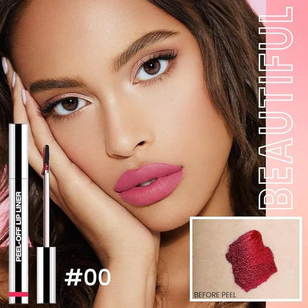 2 Pcs Matte Liquid Lip Stain Peel Off Lip Liner, Long Lasting Lip Tattoo, Waterproof & Transfer-Proof Lip Liner Peel Off L...