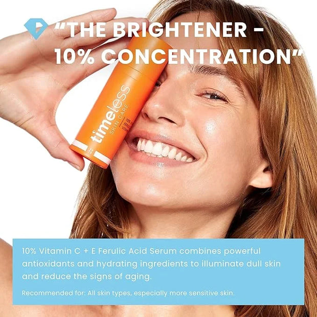 Timeless Skin Care Vitamin C Serum with Vitamin E & Ferulic Acid - Serum - for Oily & Dry Skin - Fragrance-Free - 1.7 Fl O...