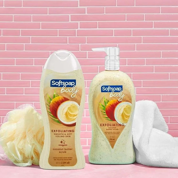 Softsoap Body Wash, Coconut Butter Scrub , Exfoliating Body Wash, 20 Ounce, 4 Pack - Product Image