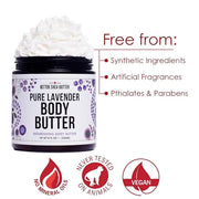 Lavender Body Butter with Shea Butter, Jojoba & Lavender Essential Oil - Natural Lotion for Women, Non-Greasy Moisturizer ...