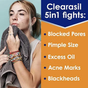 Clearasil Acne Treatment Facial Cleansing Pads, Stubborn Acne Control 5-in-1 Daily Pads, 90 Pads (Pack of 3) - Product Image