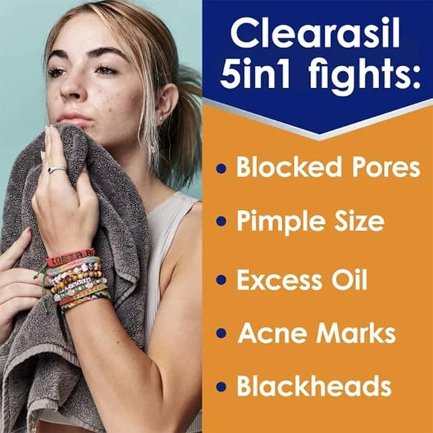 Clearasil Acne Treatment Facial Cleansing Pads, Stubborn Acne Control 5-in-1 Daily Pads, 90 Pads (Pack of 3) - Product Image