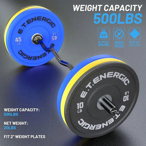 47" Olympic EZ Curl Bar 500-lbs Capacity Steel 2" Barbell - Product Image
