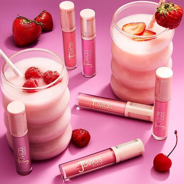 Juvia's Place Smoothie Lip Gloss Pink Melon - Hydrating Cream Lipgloss with Pink & Mauve Tones - Non Sticky Plumping Gloss...