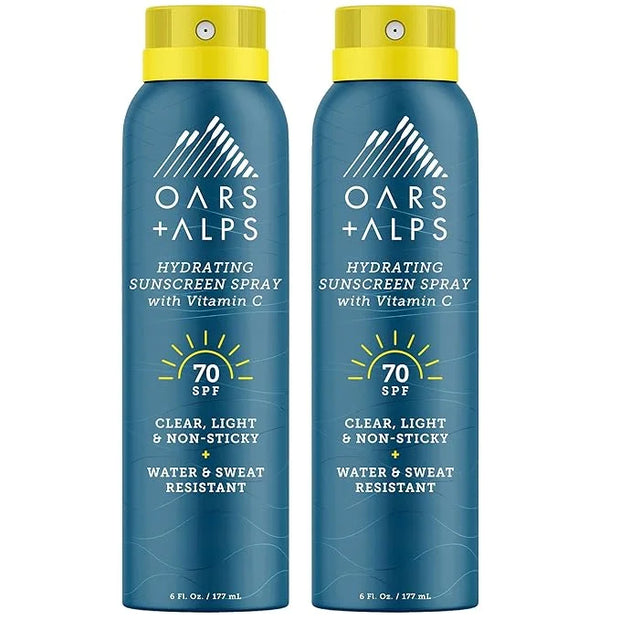Oars + Alps Sunscreen Spray for Face & Body, SPF 30 Spray Sunscreen Infused with Vitamin C & Antioxidants, No White Residu...